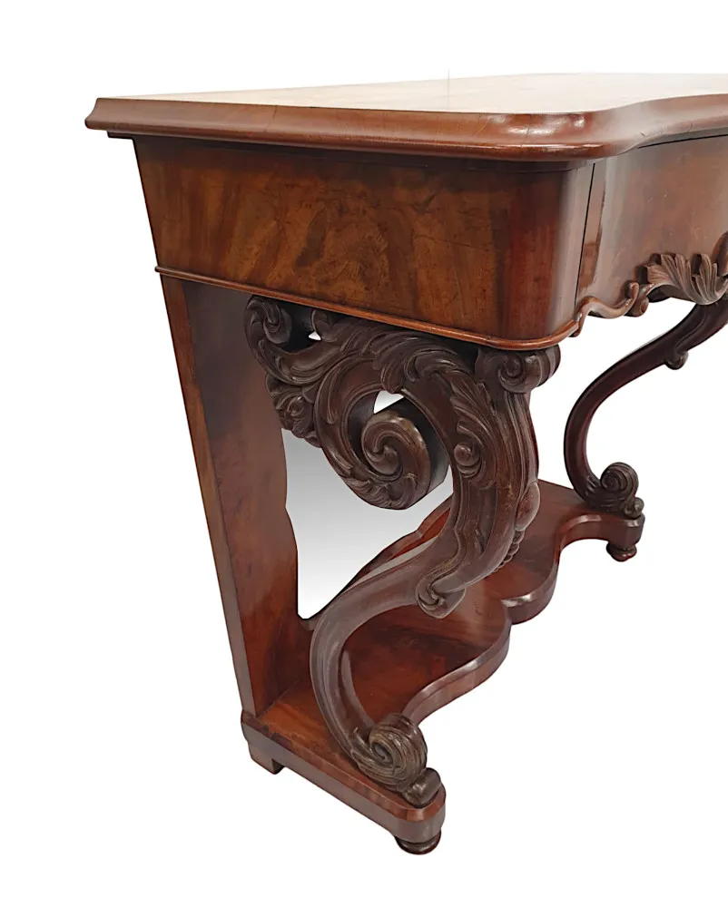  A Very Fine 19th Century Flame Mahogany Mirror Back Console Table 