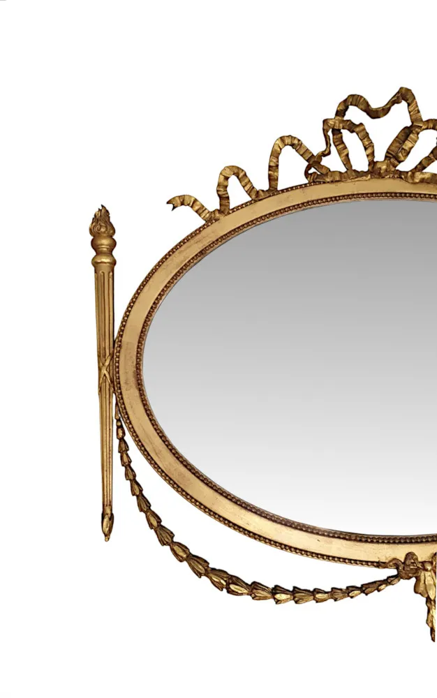 A Very Fine 19th Century Giltwood Mirror after Adams