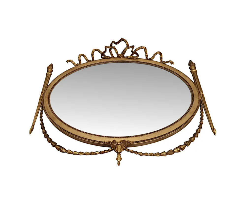 A Very Fine 19th Century Giltwood Mirror after Adams