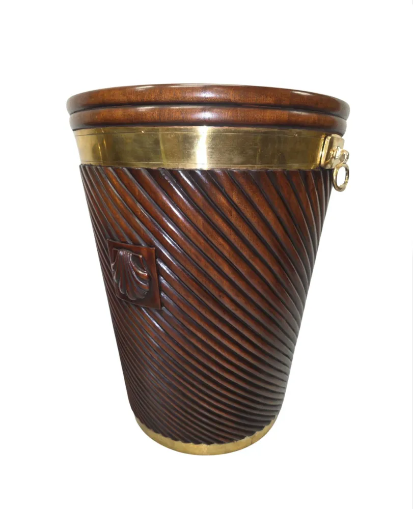 A Stunning Hand Carved Irish Design Large Peat Bucket