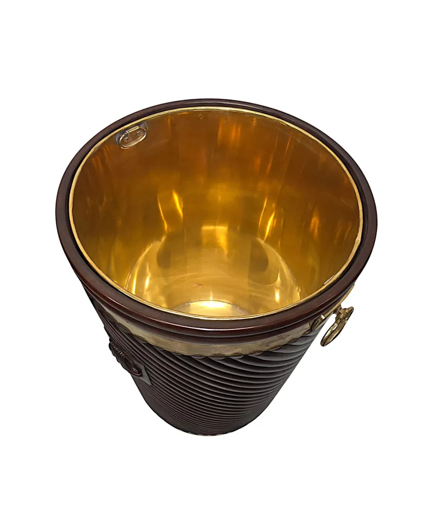 A Stunning Hand Carved Irish Design Large Peat Bucket