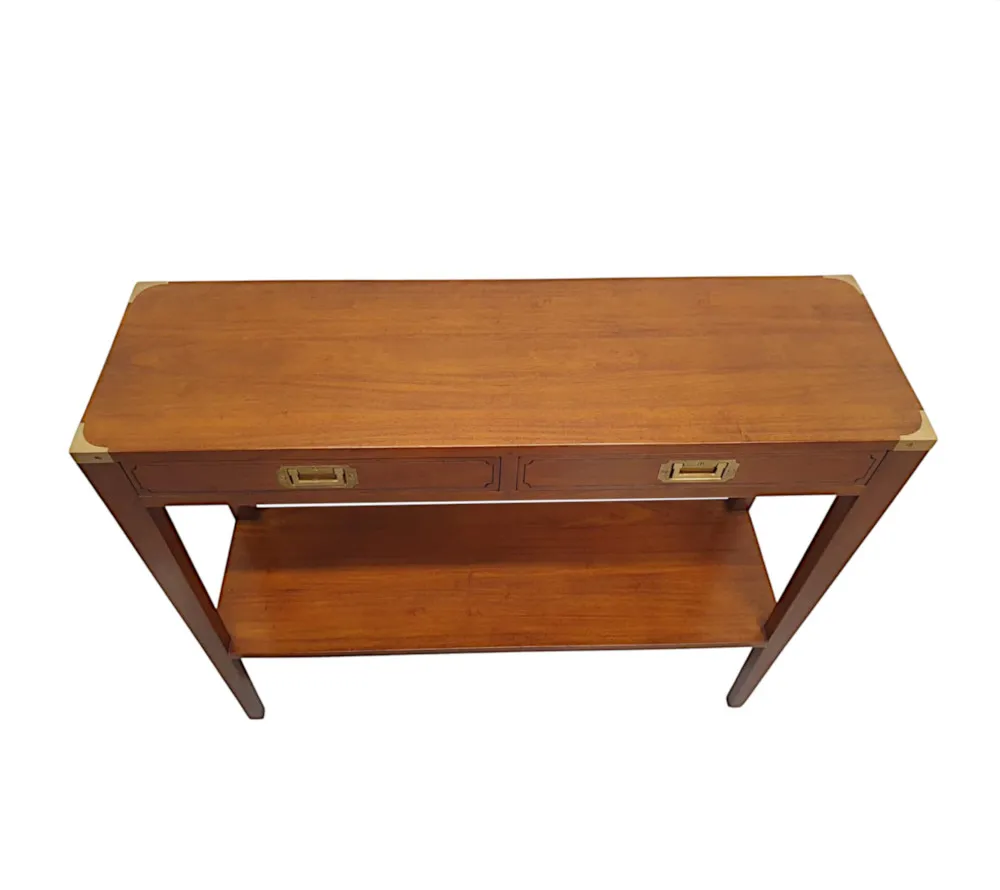 A Fine Campaign Style Walnut Console Table