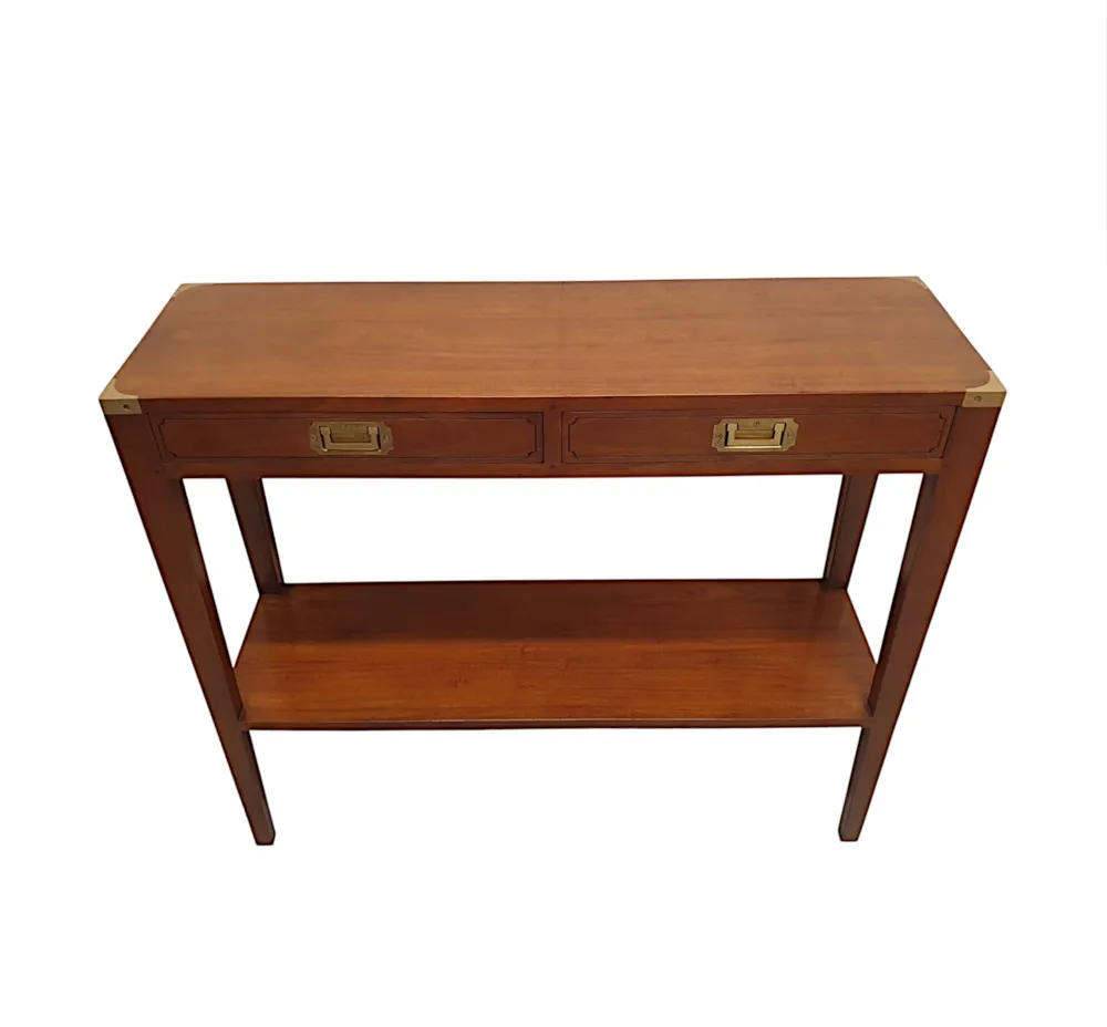 A Fine Campaign Style Walnut Console Table
