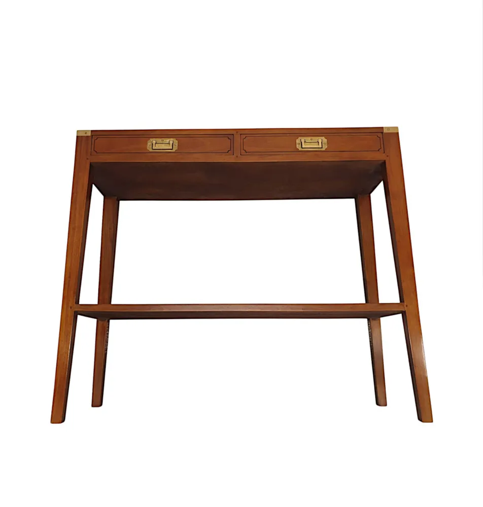 A Fine Campaign Style Walnut Console Table