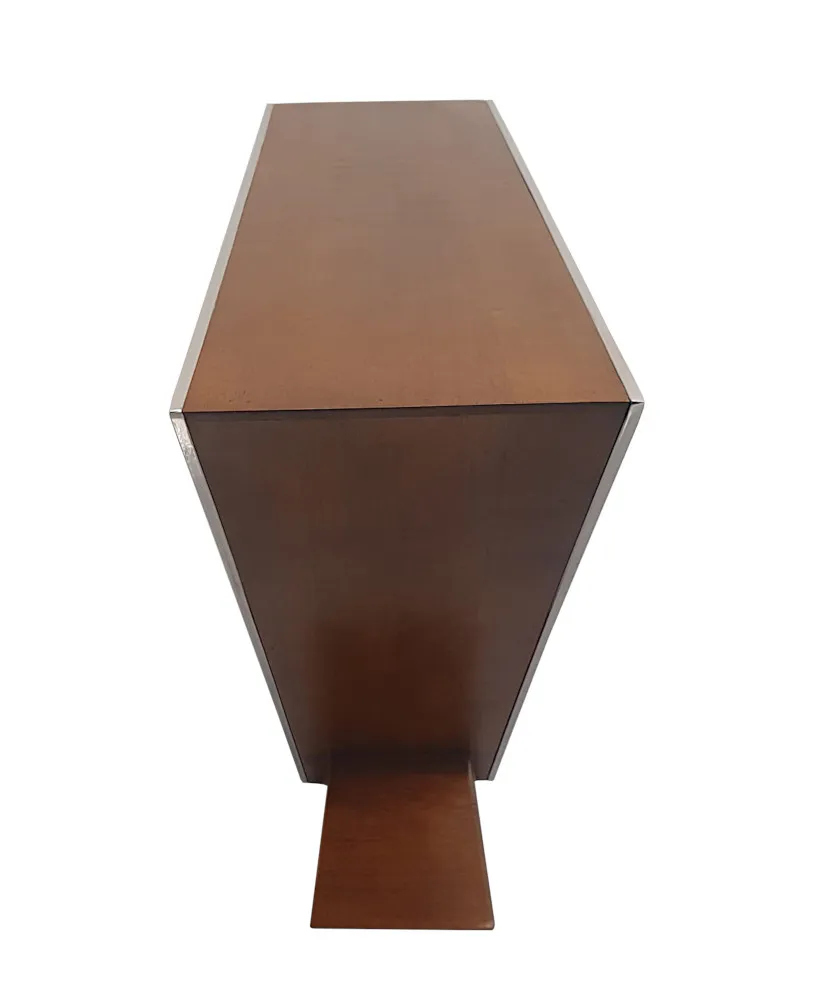A Fabulous Art Deco Design Walnut and Chrome Console or Side Table