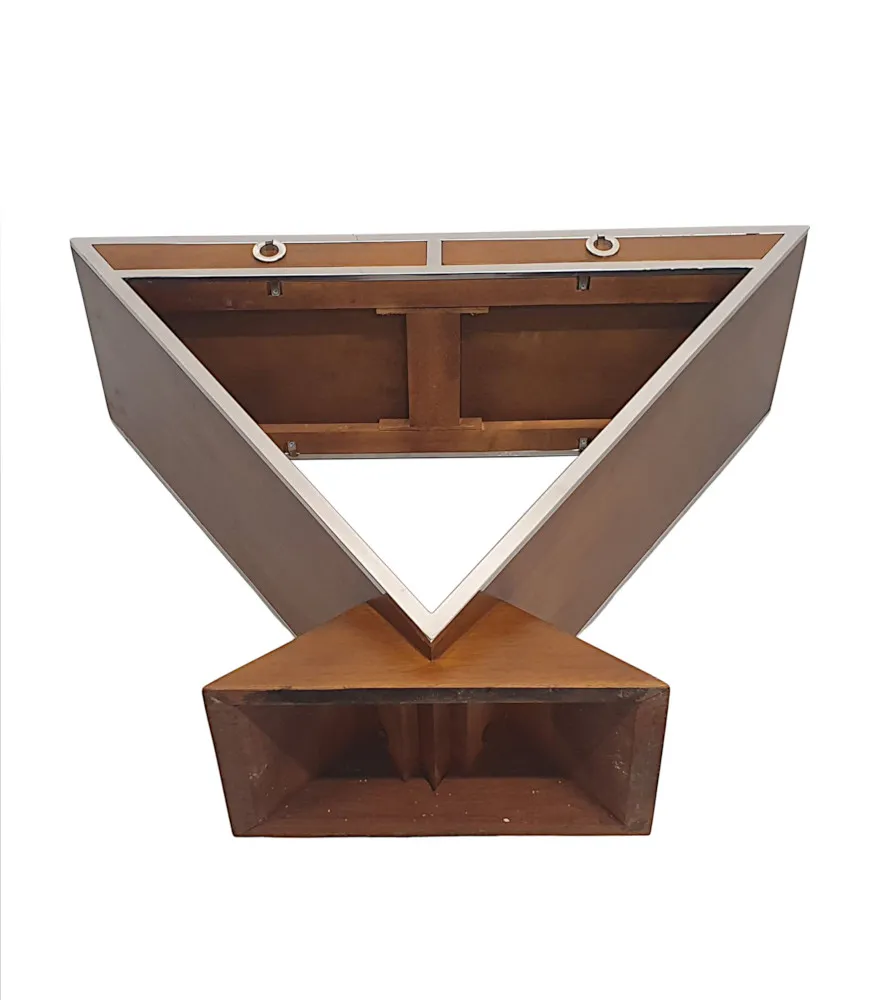 A Fabulous Art Deco Design Walnut and Chrome Console or Side Table