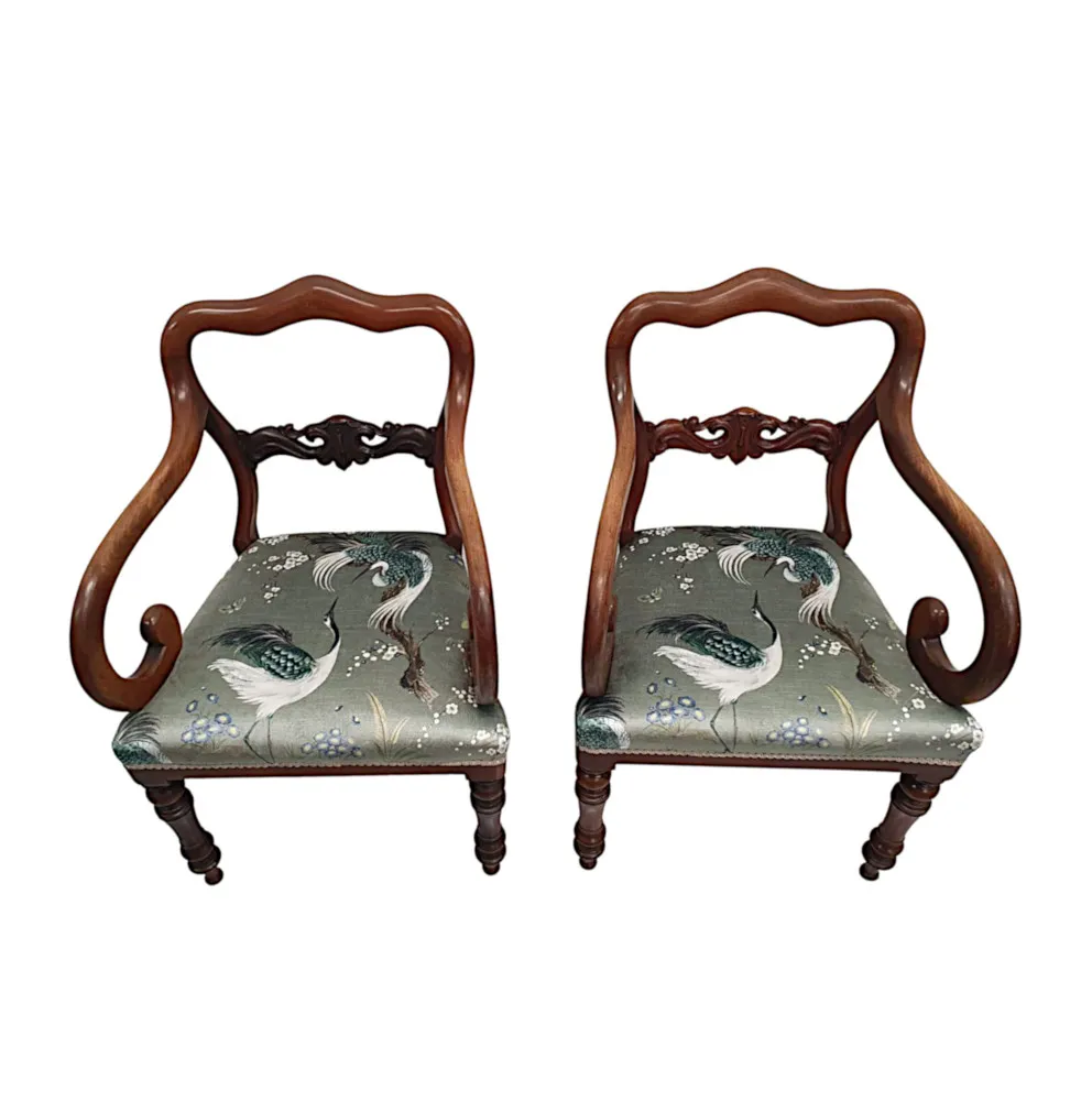 A Fine Pair of 19th Century Carver Armchairs