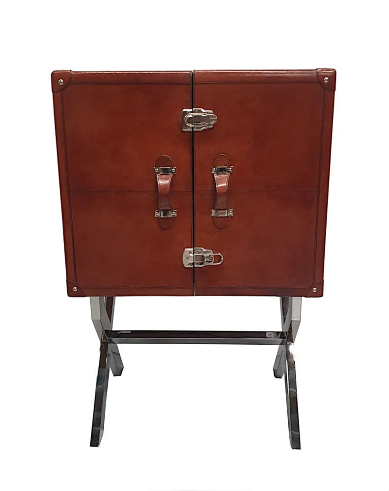 A Fine Leather and Chrome Drinks Cabinet
