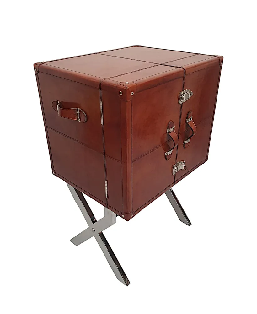A Fine Leather and Chrome Drinks Cabinet