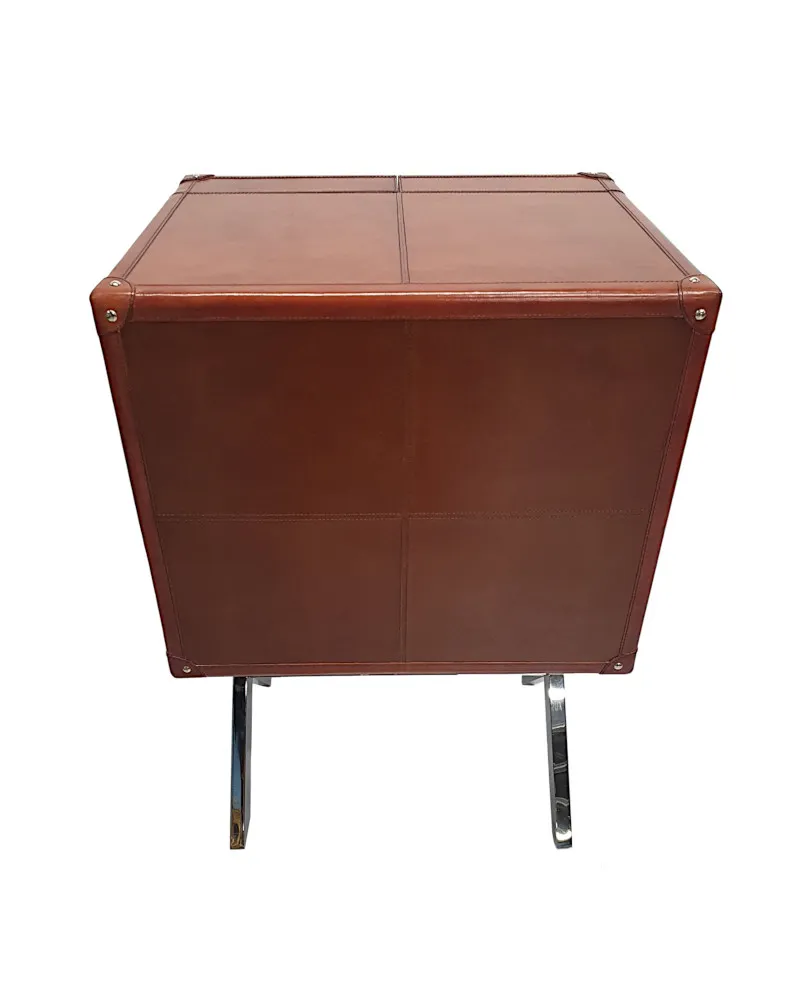A Fine Leather and Chrome Drinks Cabinet