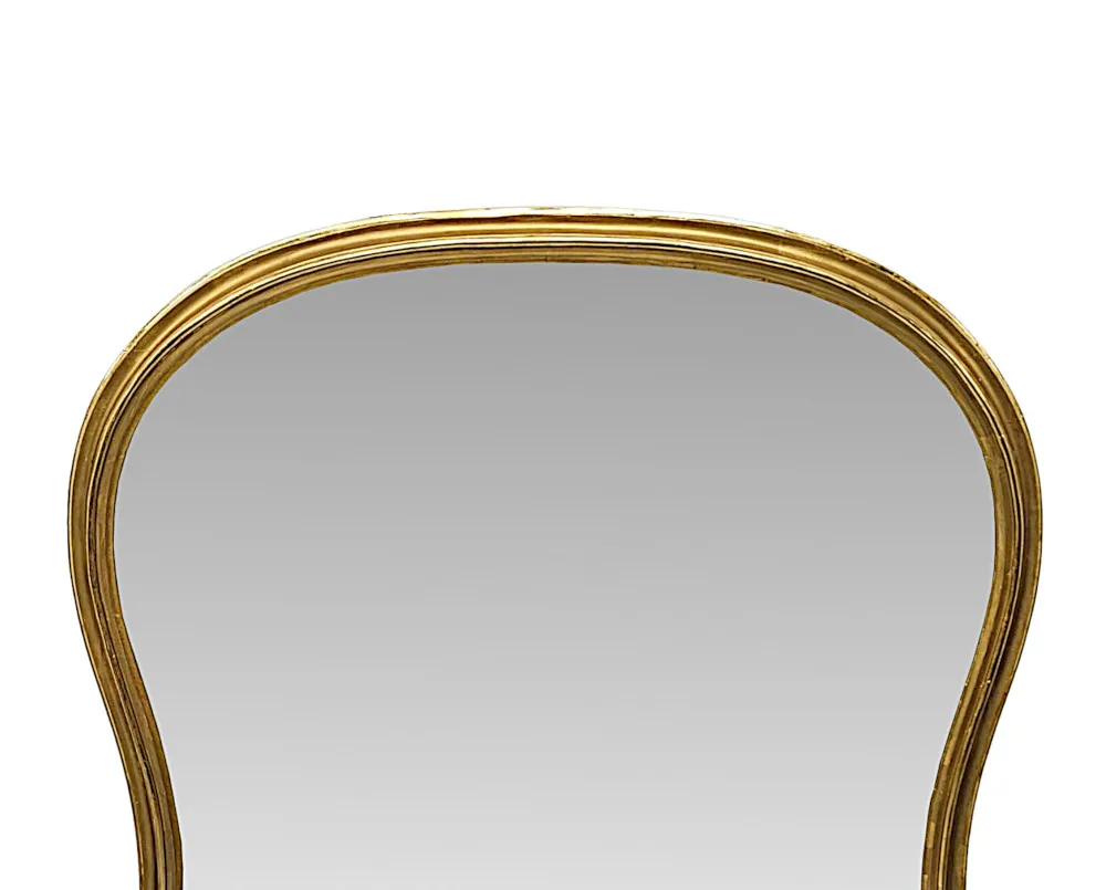 A Very Fine Large 19th Century Waisted Archtop Giltwood Overmantel Mirror