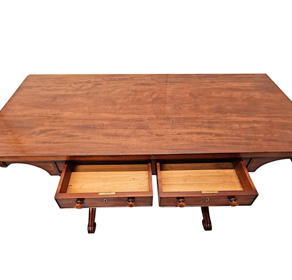 A Very Fine 19th Century Irish Library Table Attributed to Gillingtons of Dublin