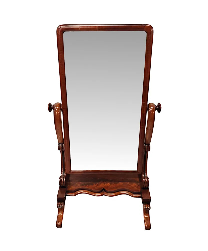 A Very Fine 19th Century Flame Mahogany Cheval Mirror