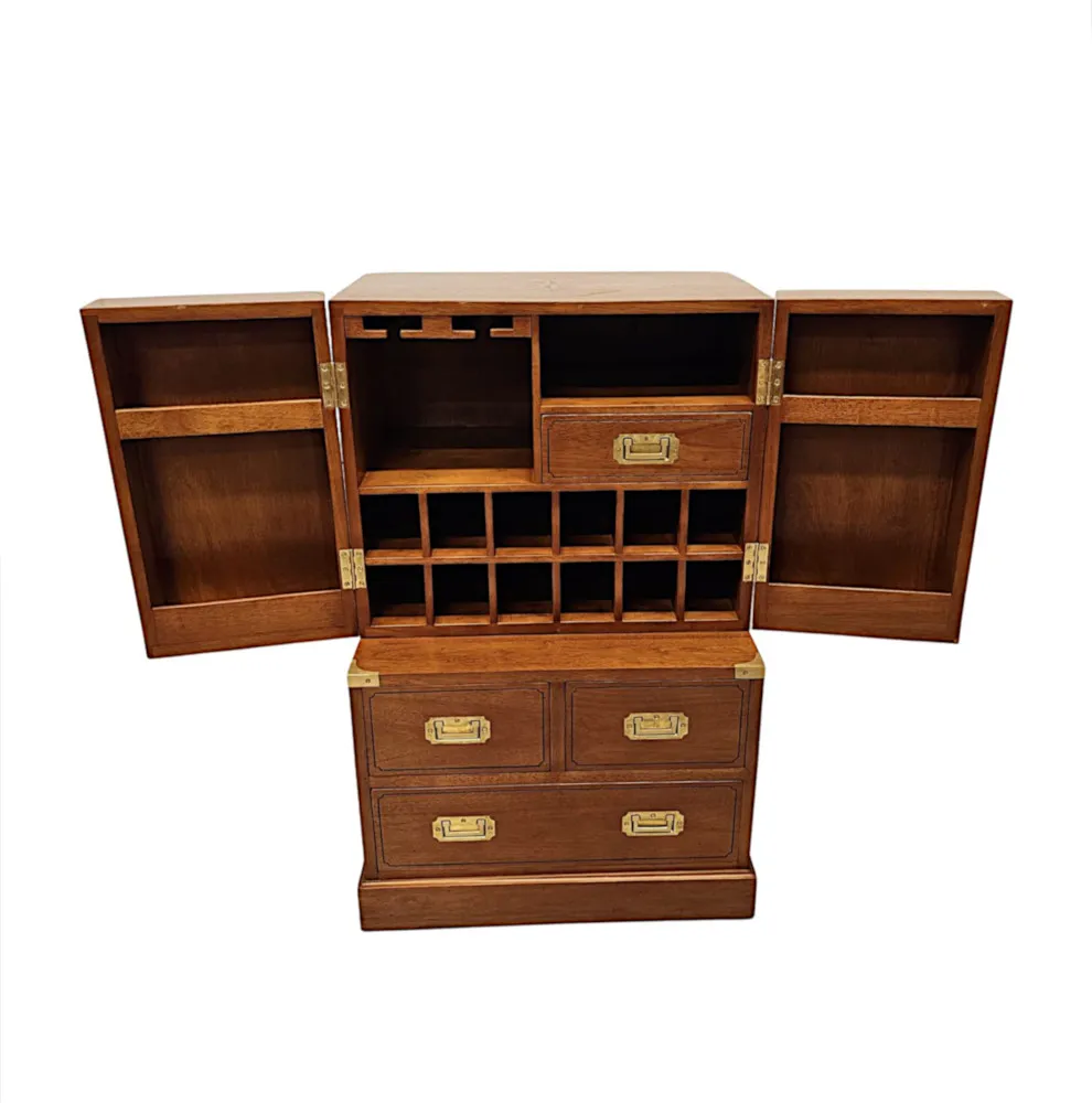 A Stunning Walnut and Brass Hand Made Bar