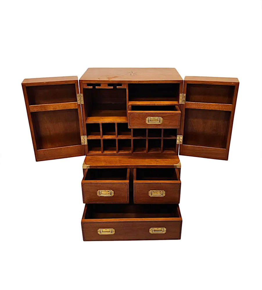 A Stunning Walnut and Brass Hand Made Bar