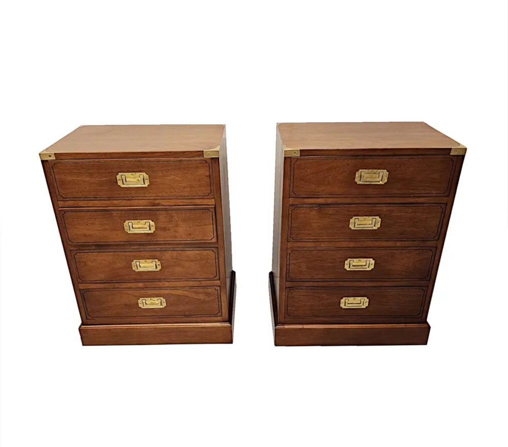 A Very Fine Pair of Hand Made Bedside Chests in the Campaign Style