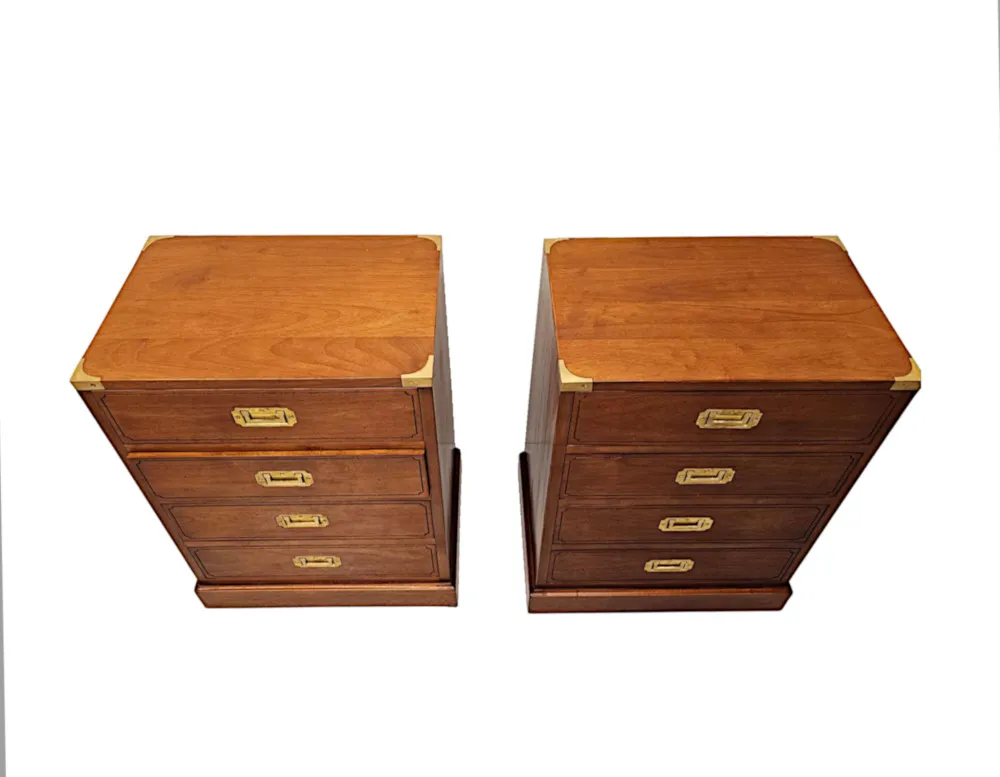 A Very Fine Pair of Hand Made Bedside Chests in the Campaign Style
