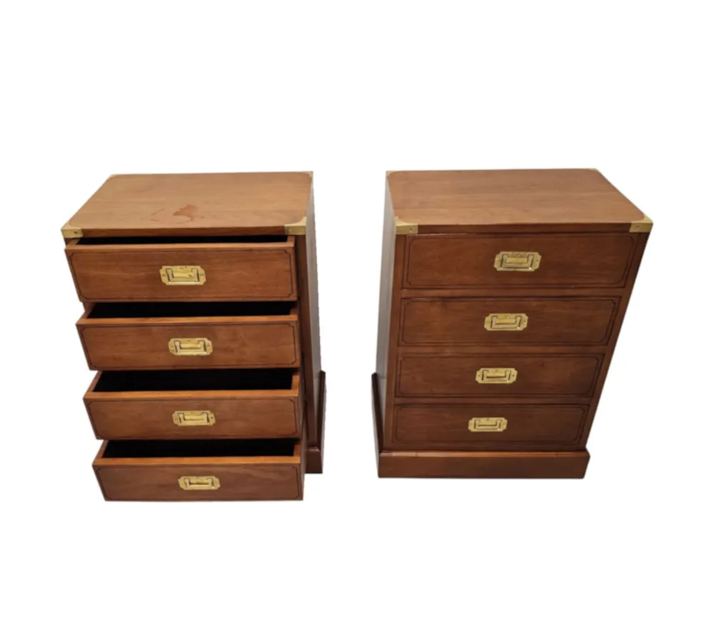 A Very Fine Pair of Hand Made Bedside Chests in the Campaign Style