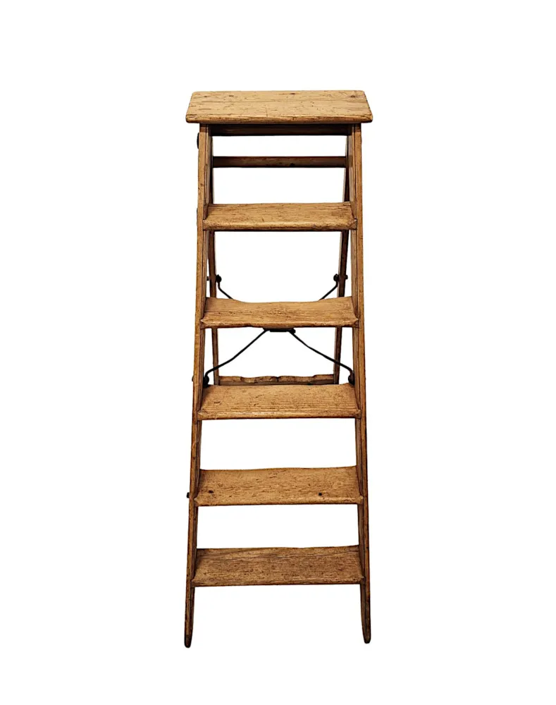  A Very Fine and Unusual 19th Century Pine Step Ladder or Library Steps