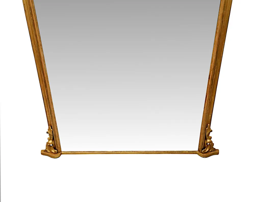 A Fabulous Large Size 19th Century Giltwood Overmantel Mirror