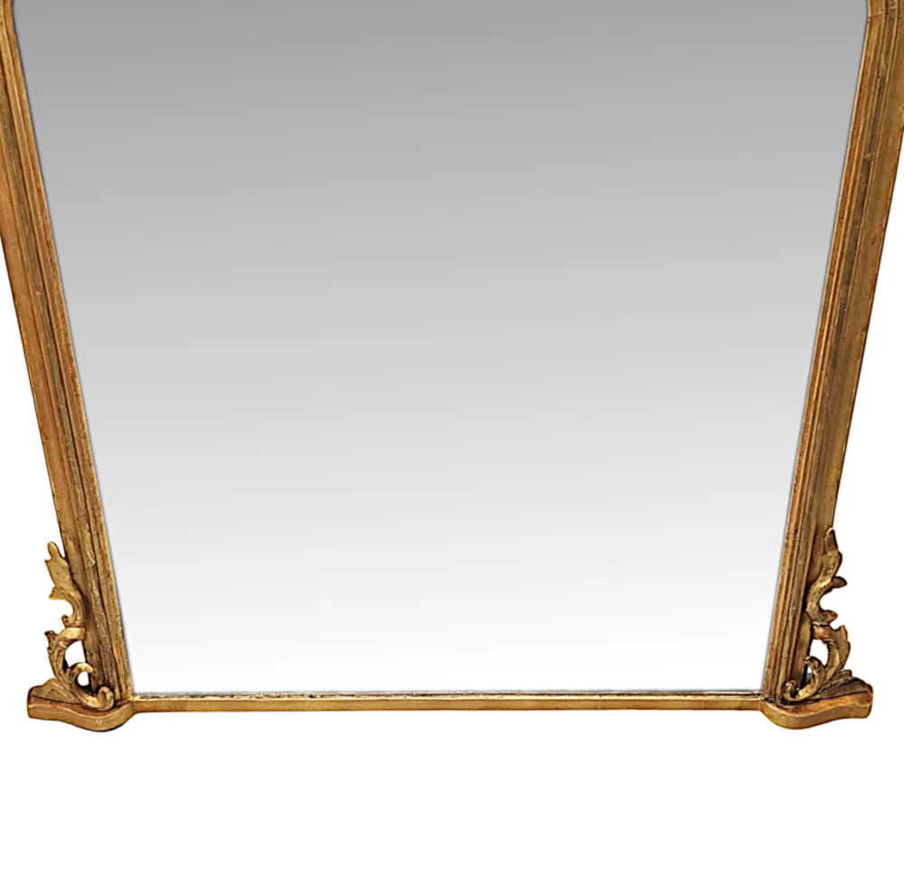 A Fabulous 19th Century Giltwood Archtop Overmantel Mirror