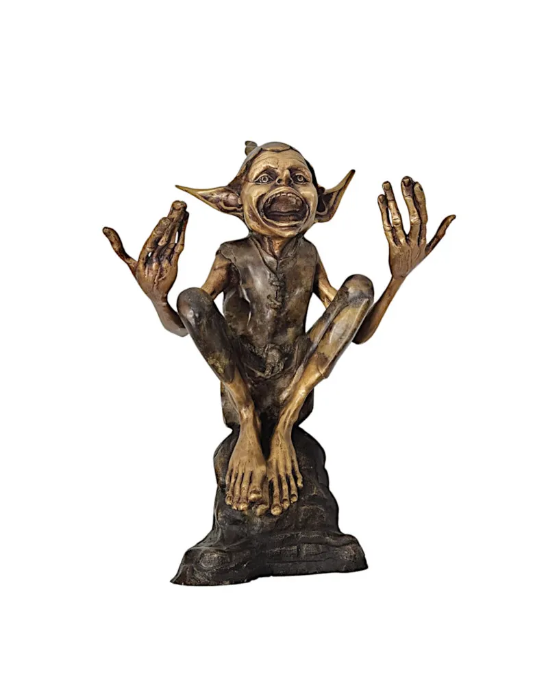 A Fabulous 20th Century Figurative Bronze Garden Statue of a Goblin