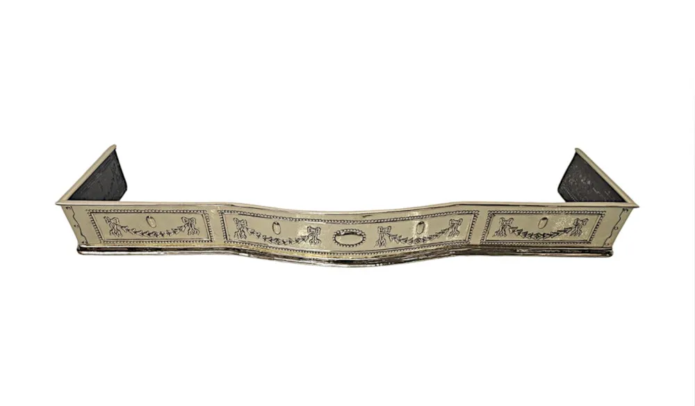  A Very Fine 19th Century Polished Brass Fender after Adams