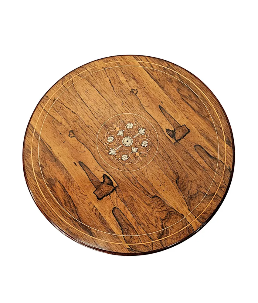 A Fabulous Edwardian Inlaid Rosewood Lamp or Occasional Table