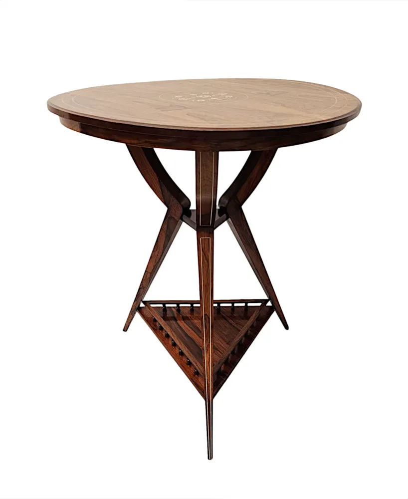 A Fabulous Edwardian Inlaid Rosewood Lamp or Occasional Table