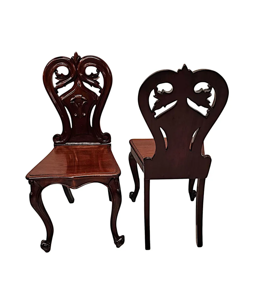 A Stunning Pair of 19th Century Hall Chairs