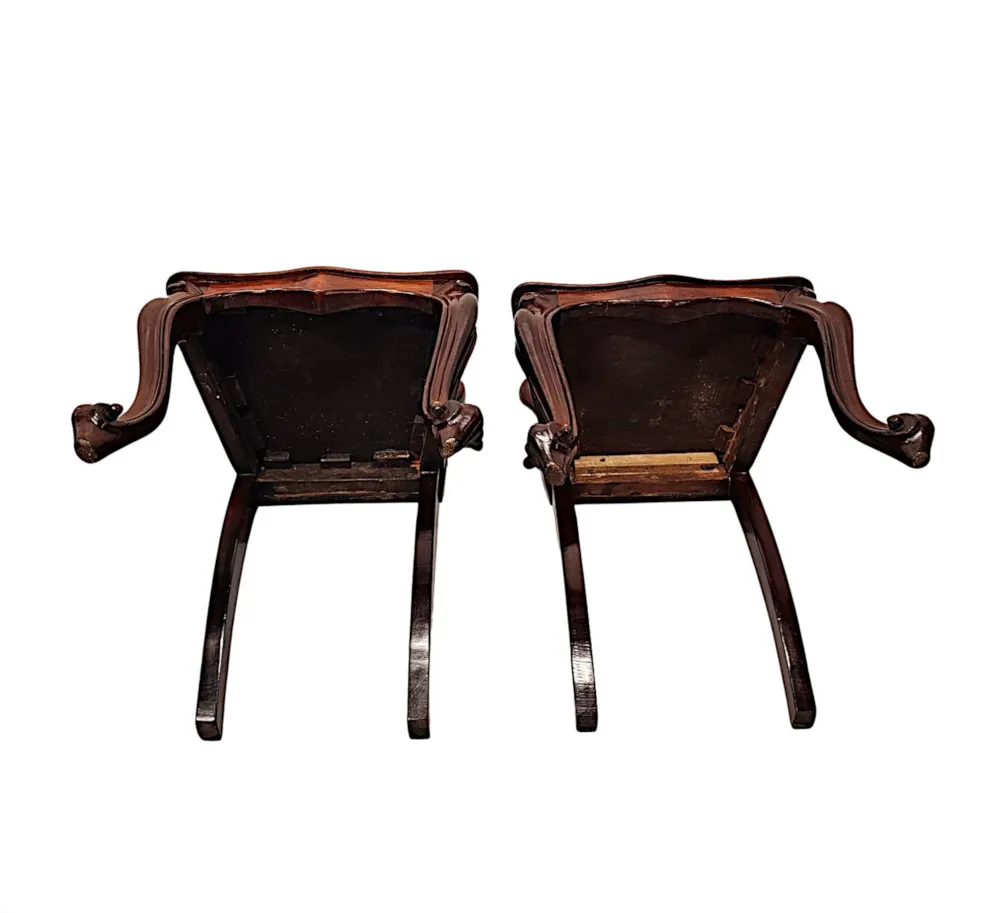 A Stunning Pair of 19th Century Hall Chairs