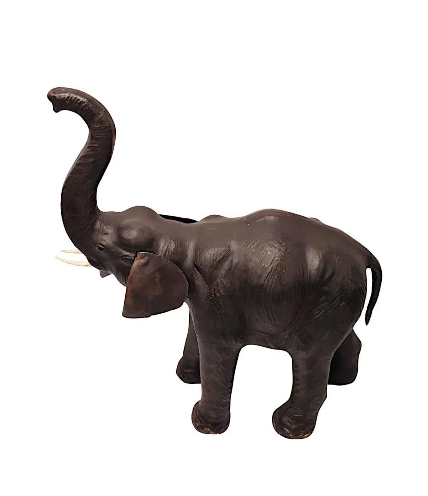 A Fabulous Large Size 20th Century Leather Elephant Sculpture
