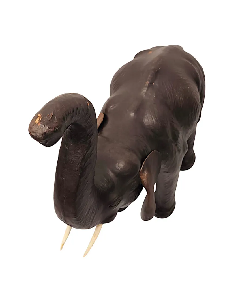 A Fabulous Large Size 20th Century Leather Elephant Sculpture