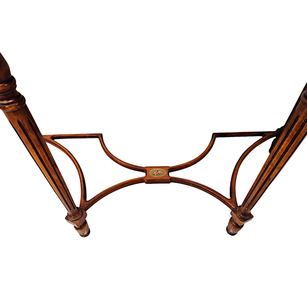 A Very Fine Pair of 20th Century Hand Painted Demilune Side Tables 