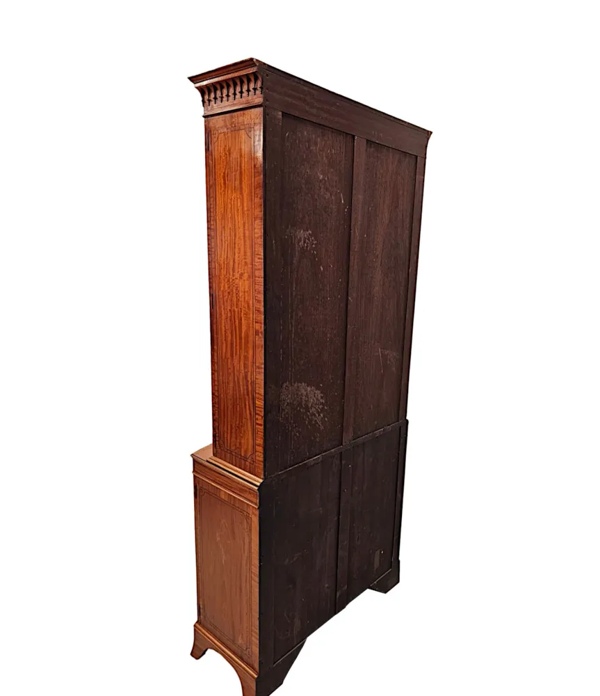 A Very Fine Edwardian Marquetry Inlaid Bowfronted Bookcase in the Manner of Edward and Roberts