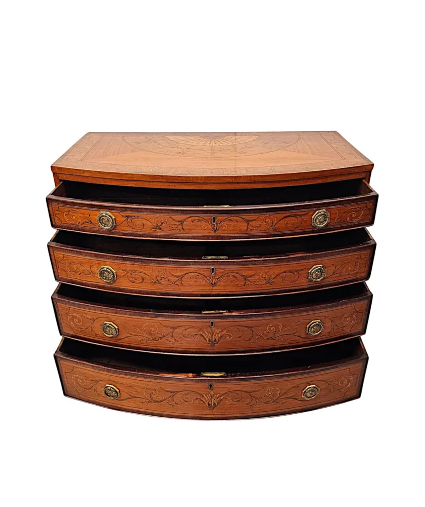  A Very Rare Early 19th Century Regency Bowfronted Chest of Drawers