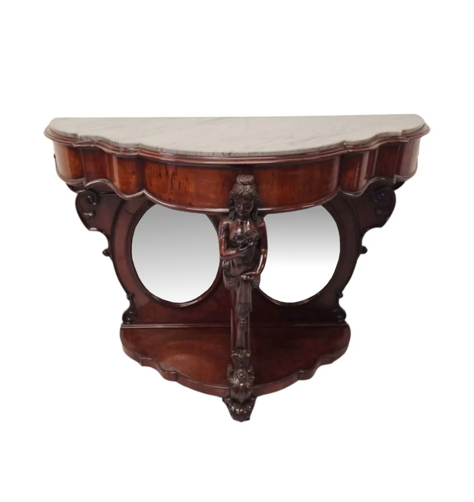 A Very Rare and Impressive Pair of Tall 19th Century Marble Top Country House Console Tables 