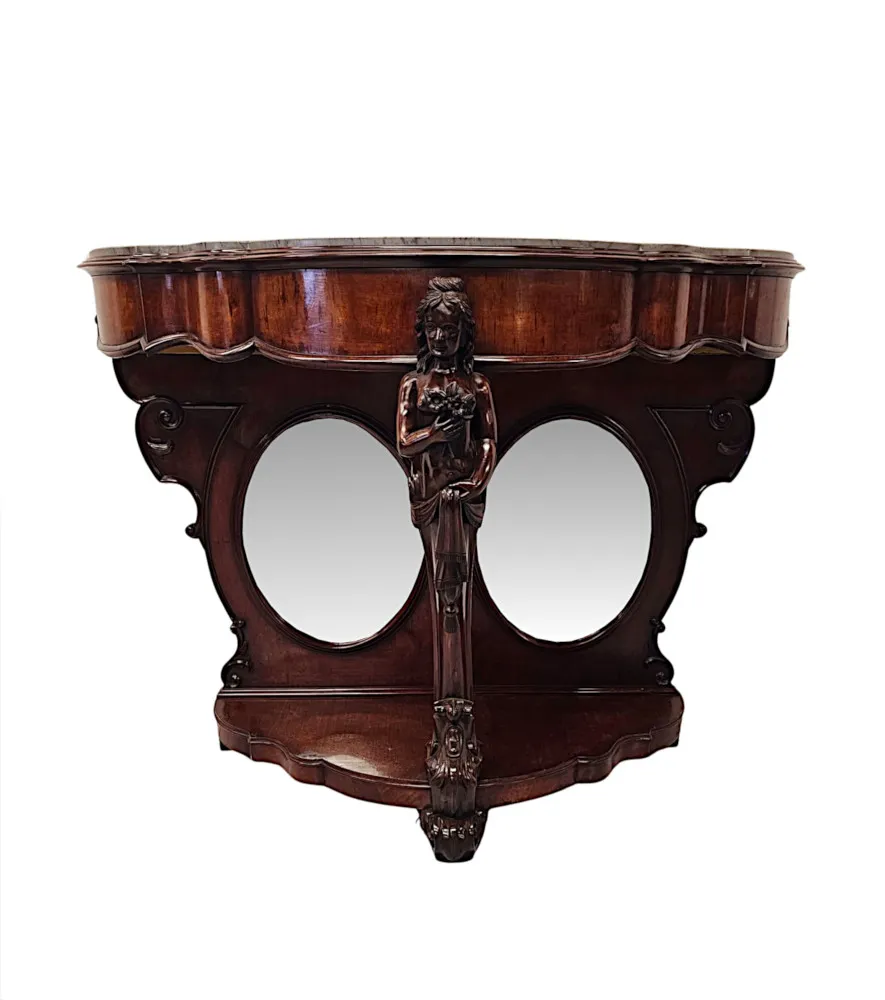 A Very Rare and Impressive Pair of Tall 19th Century Marble Top Country House Console Tables 