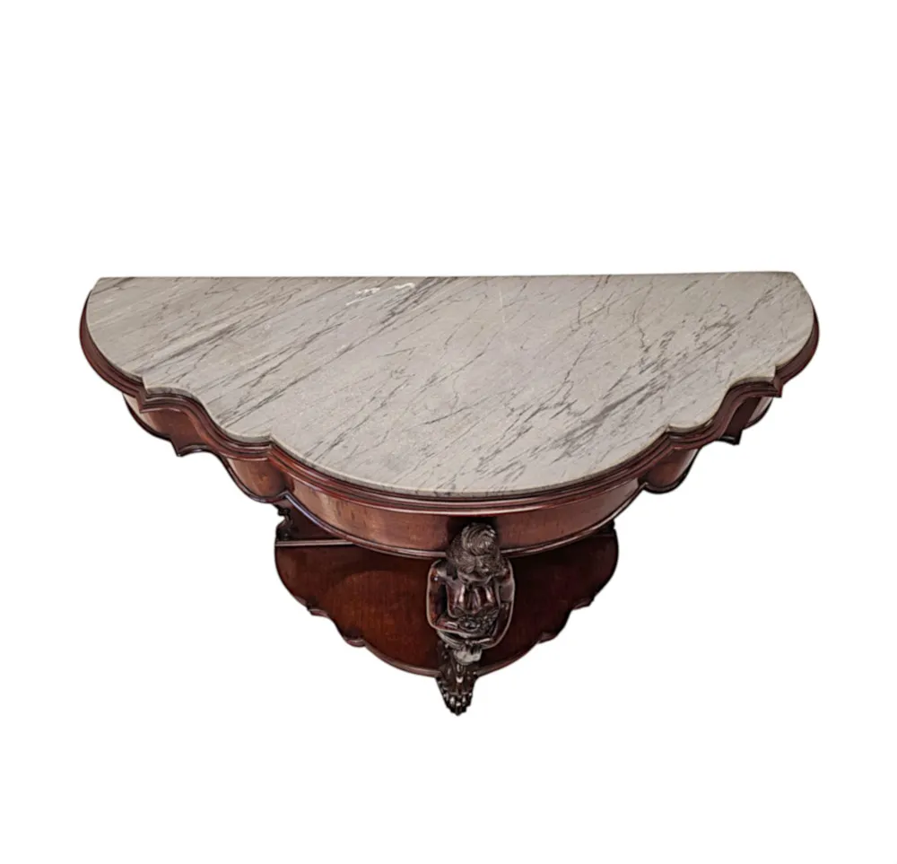 A Very Rare and Impressive Pair of Tall 19th Century Marble Top Country House Console Tables 