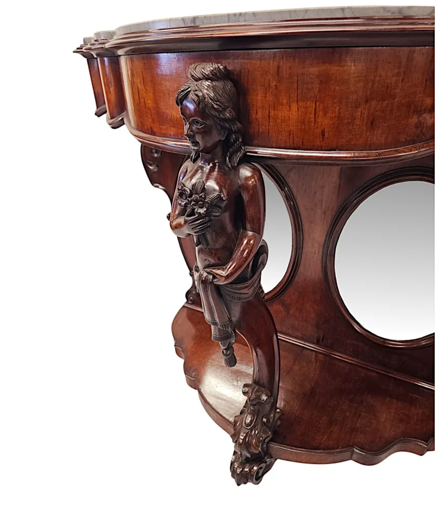 A Very Rare and Impressive Pair of Tall 19th Century Marble Top Country House Console Tables 
