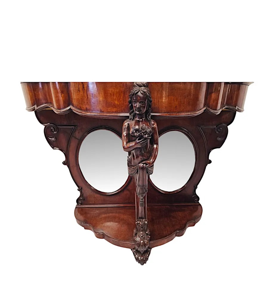 A Very Rare and Impressive Pair of Tall 19th Century Marble Top Country House Console Tables 