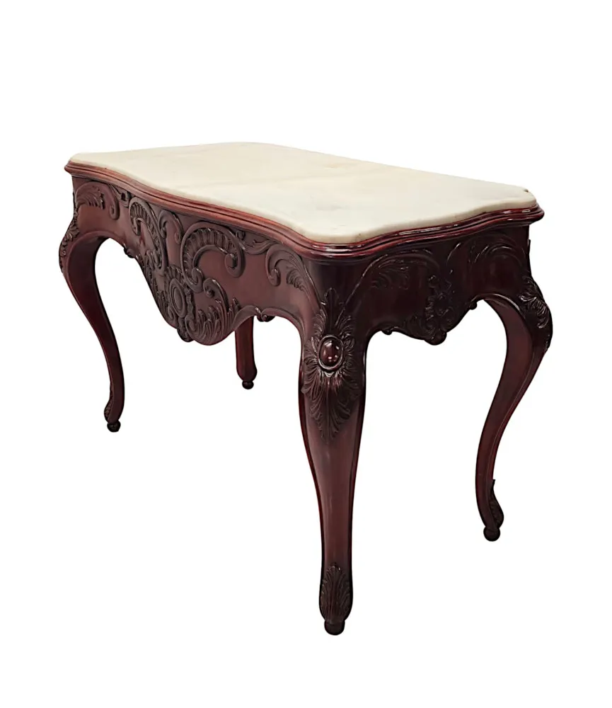  A Very Rare Pair of 19th Century Carrara White Marble Top Console Tables