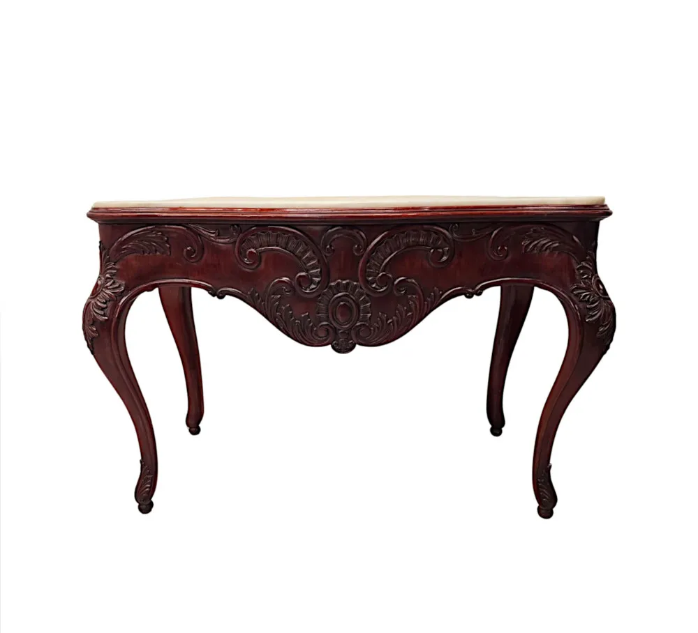  A Very Rare Pair of 19th Century Carrara White Marble Top Console Tables