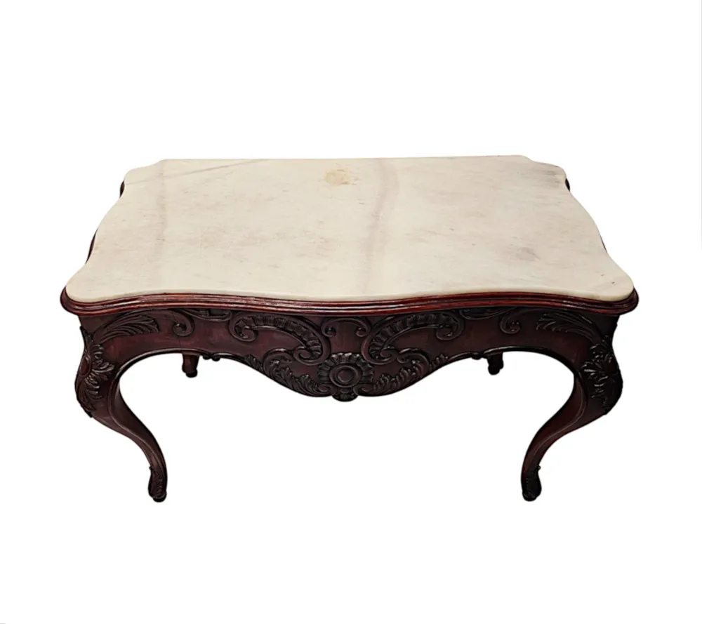  A Very Rare Pair of 19th Century Carrara White Marble Top Console Tables