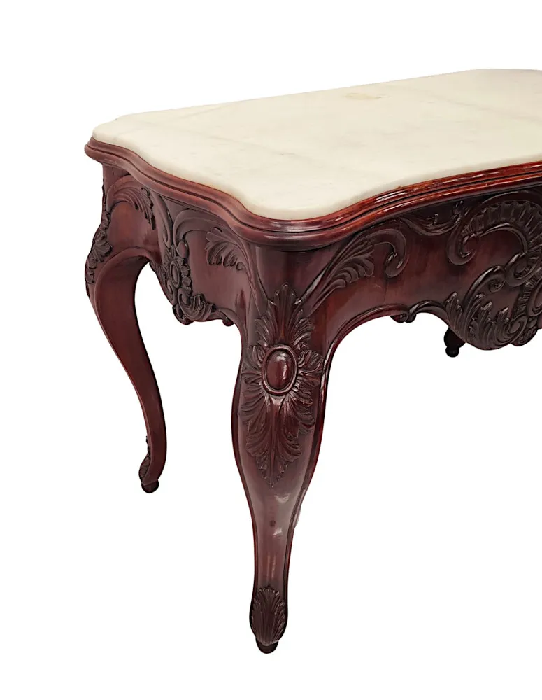  A Very Rare Pair of 19th Century Carrara White Marble Top Console Tables