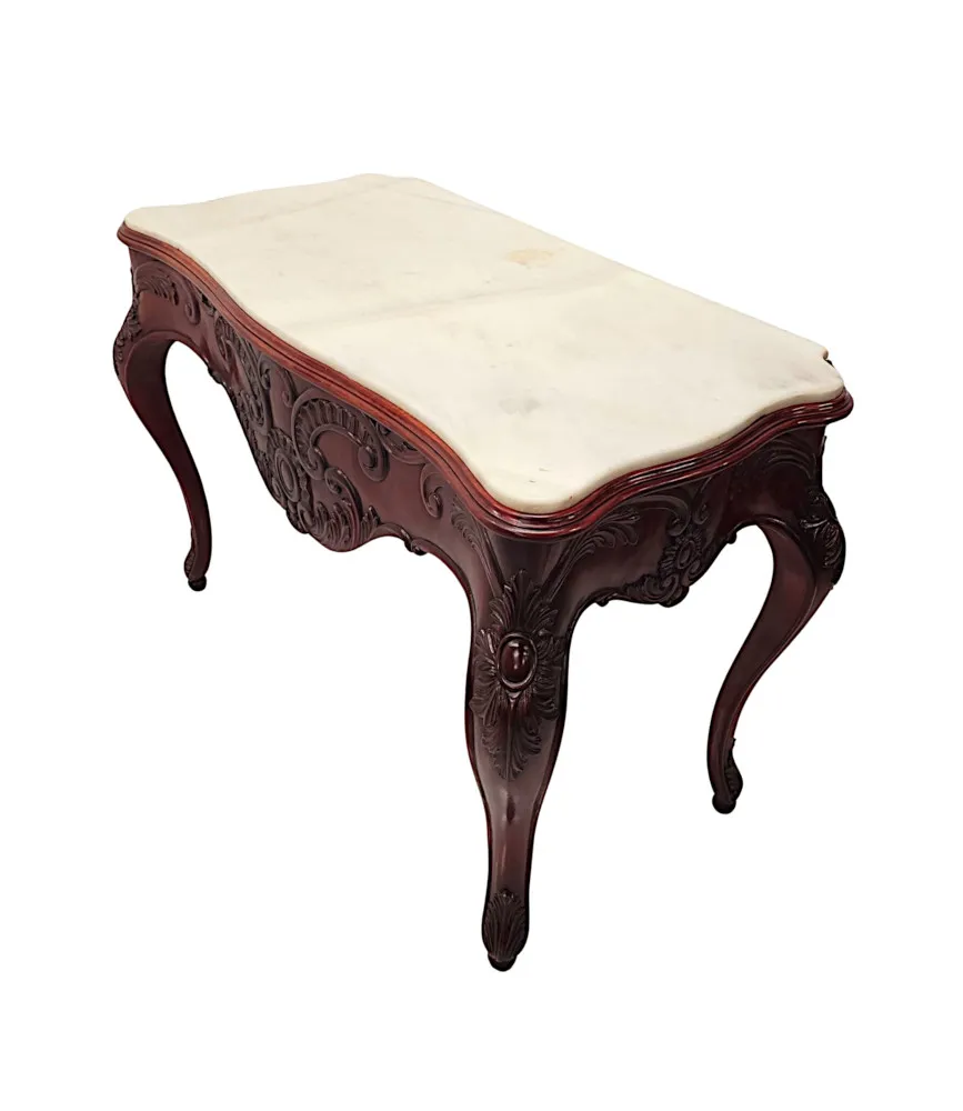  A Very Rare Pair of 19th Century Carrara White Marble Top Console Tables