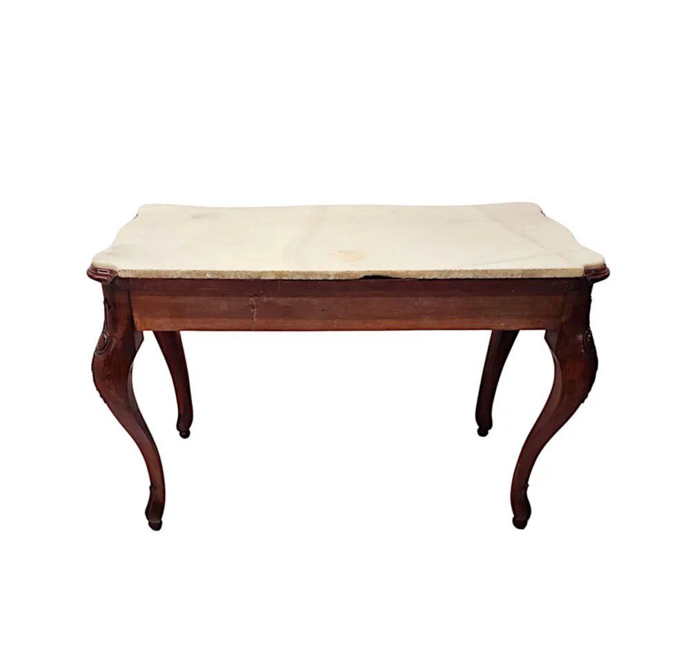  A Very Rare Pair of 19th Century Carrara White Marble Top Console Tables