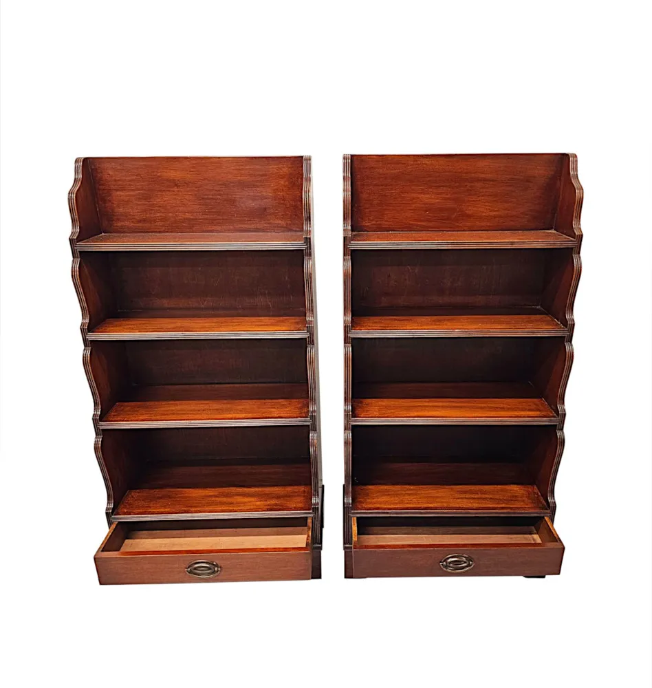 A Fabulous Pair of Edwardian Waterfall Bookcases