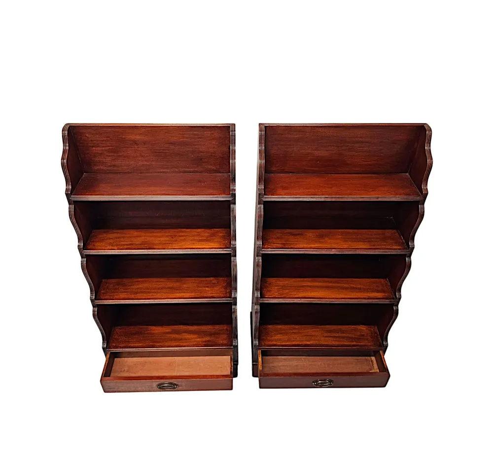 A Fabulous Pair of Edwardian Waterfall Bookcases