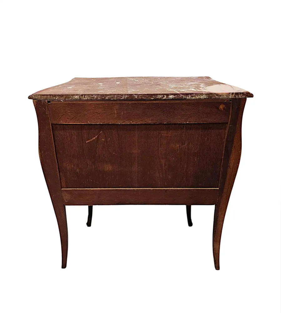 A Very Rare 19th Century Marble Top Inlaid Ormolu Mounted Chest of Drawers